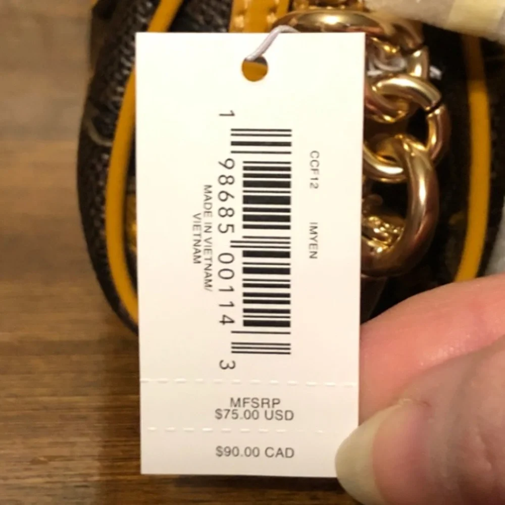 NWT-Coach-Mini Rowan Bag Charm-Floral🌼Walnut/Yellow-$75 - Picture 9 of 11